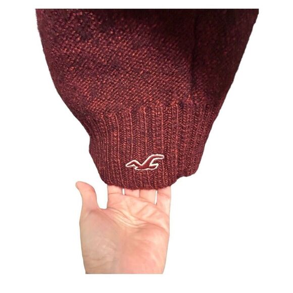 Hollister M Maroon Wool Blend Sweater Cropped Knit Boat Neck Short Sleeve Top - Picture 6 of 12